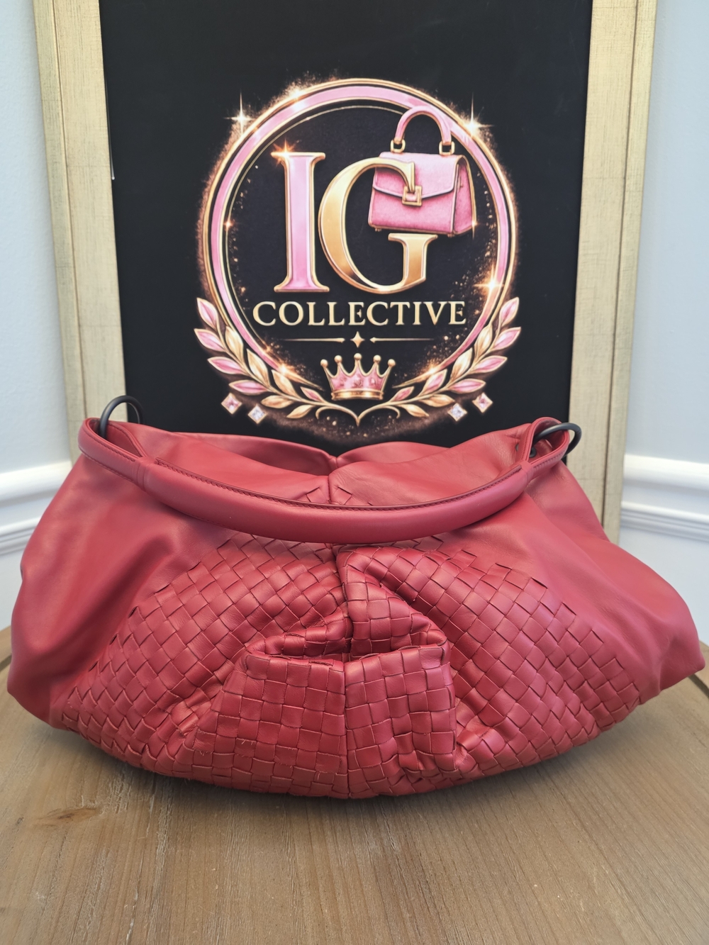 Bottega Veneta Coral-Red Intrecciato Leather Hobo